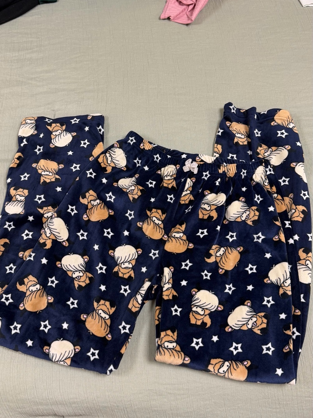 Plush Navy Bear Print Pajama Pants